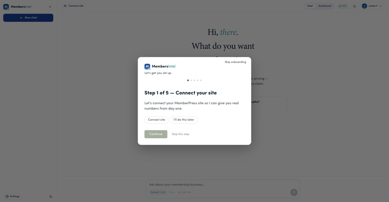Onboarding step 1 — Connect your site